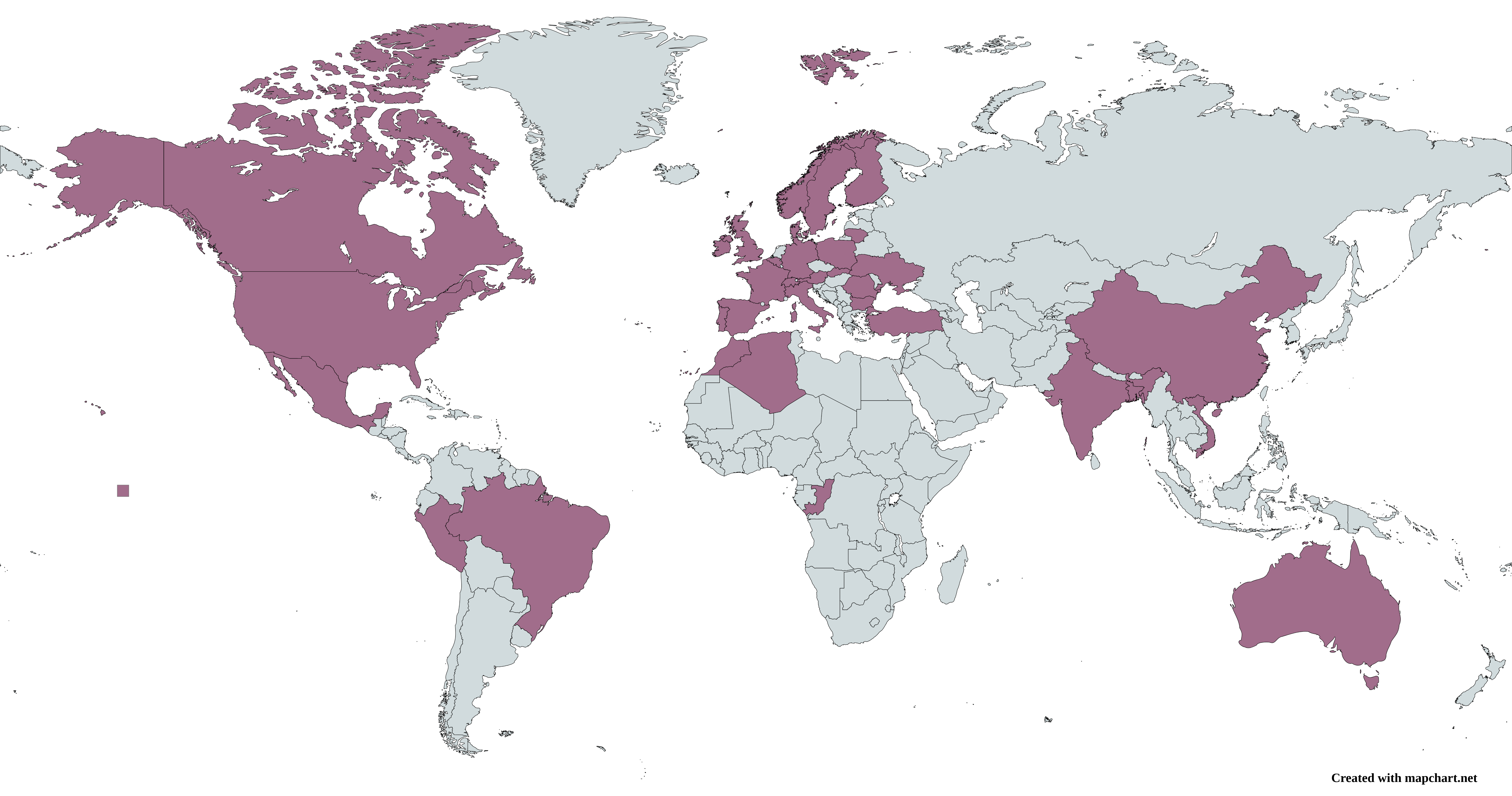 Map of where I have performed weddings